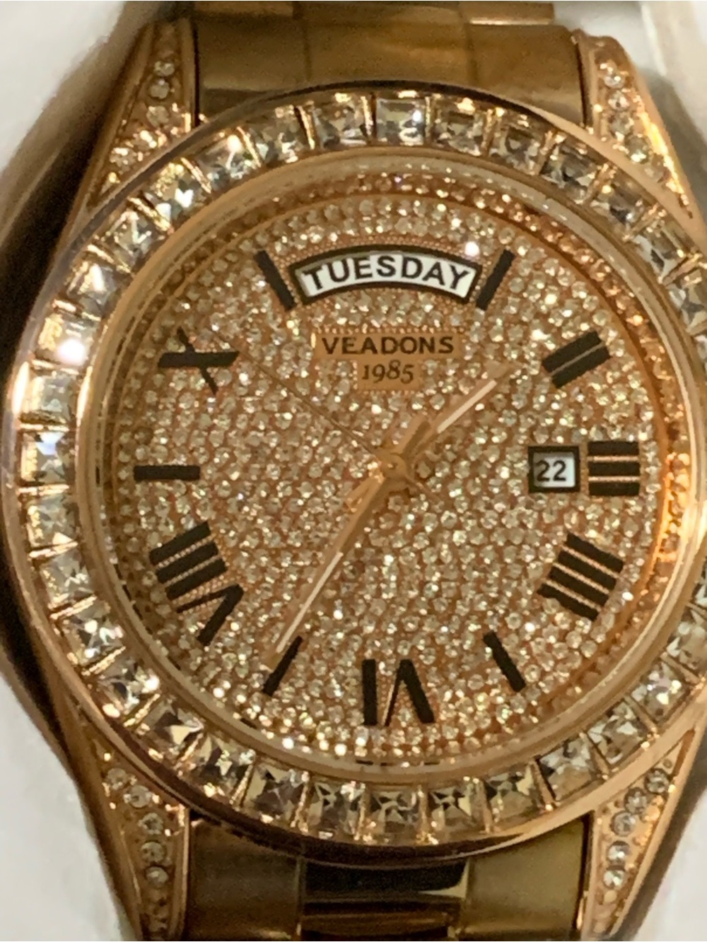 Gold Crystal Pavé Men's Day-Date Watch